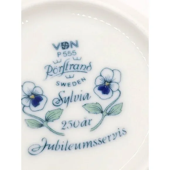 Rorstrand Mug MCM Sylvia Pattern Floral Coffee Cup W/ Handle Blue Pansies *Fair* - Picture 7 of 7